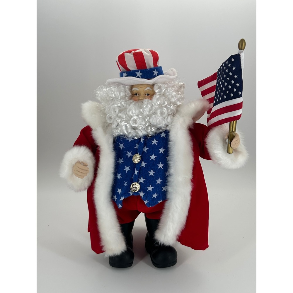 Patriotic Santa Claus Holding American Flag Uncle Sam Christmas Decor America250
